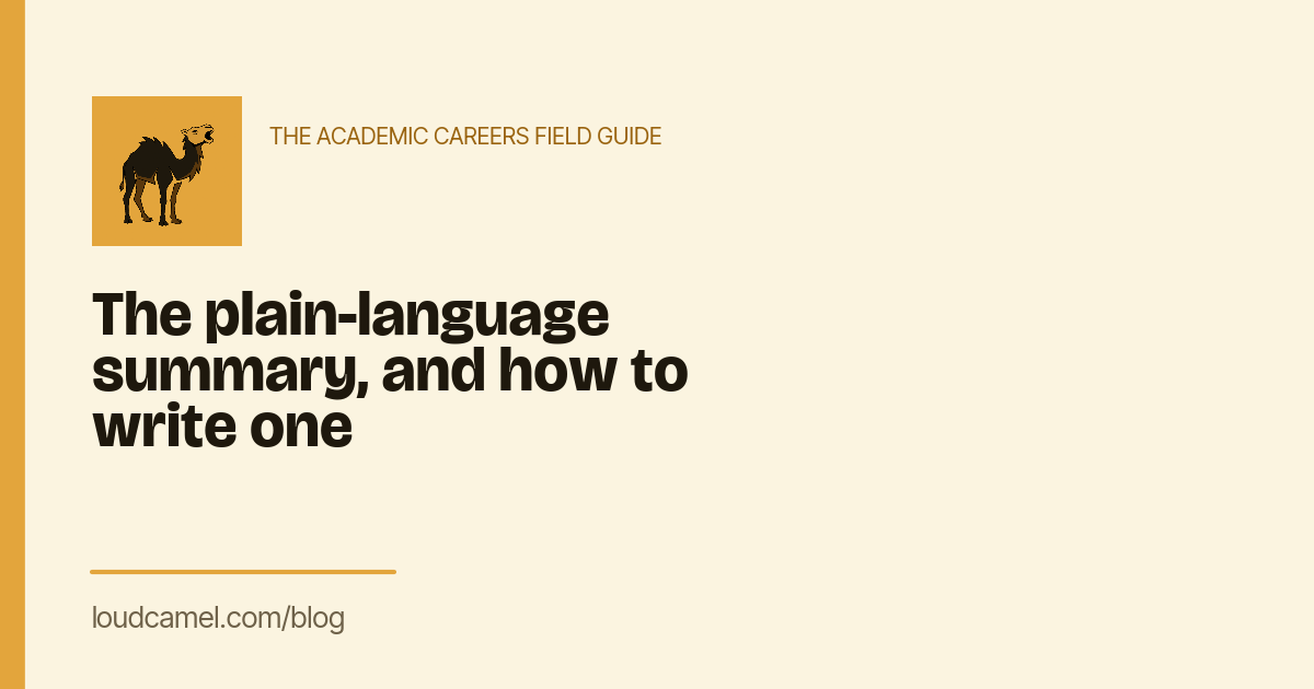 The plain-language summary, and how to write one